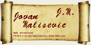 Jovan Mališević vizit kartica